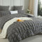 Luofanfei Seersucker Housse de Couette 240 x 260 Gris Foncé a Carreaux Rayés Unie Microfibre 2 Personnes Adulte Linge de Lit Uni Parure Housse Couette zippée avec 2 Taies d'oreiller 65x65 cm