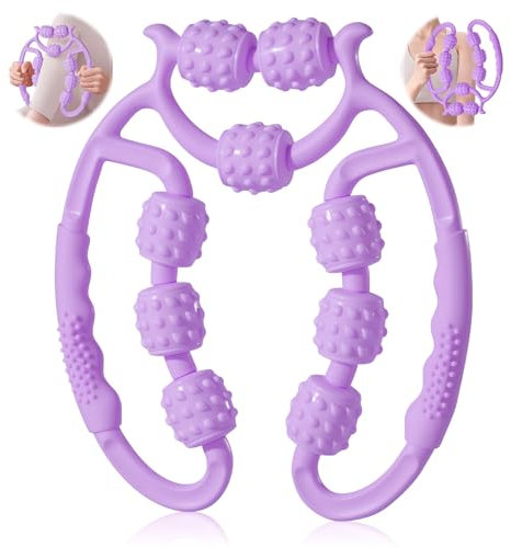 Yanghad Massageroller, Cellulite Massagegerät, Massageroller Beine, Bein Massagegerät, Cellulite Roller, Massage Roller mit Griff für Bein, Fuß, Armmassage (Lila)