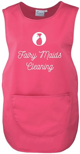 Ladies Personalised Text Cleaner Uniform Tabard Apron Custom Design Cleaning Services