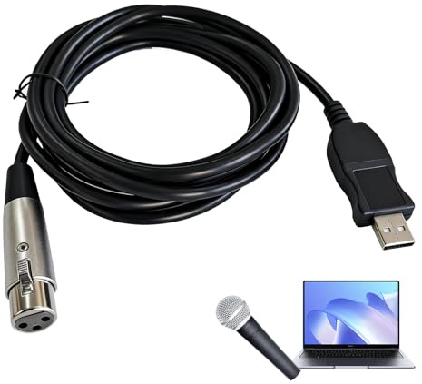 USB zu XLR Mikrofonkabel mit Integrierter Soundkarte für professionelle Audioaufnahmen, XLR auf USB Adapter, Kompatibel mit Windows und Mac, Plug-and-Play Design ohne zusätzliche Treiber, 3 Meter lang