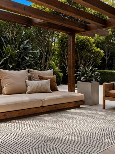 Ted Baker Flachgewebe Teppich Nightingale - Wendeteppich Outdoor geeignet, Pflegeleichter Wohnzimmerteppich, Modern, Kariert Muster für Wohnzimmer, Terrasse, Esszimmer - Schwarz Weiß, 200x300 cm
