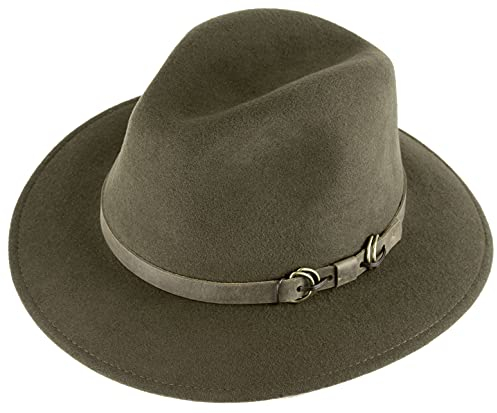 Alpenleder Fedora Hut Siena | Handgefertigter Wollhut Filzhut Wollfilzhut Hut Hat Herren (M (57-58 cm), Olivia)