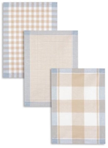 Triolino 3-er Pack Jacquard Geschirrtücher Halbleinen Karo, Größe:50 cm x 70 cm;Farbe:Anthrazit