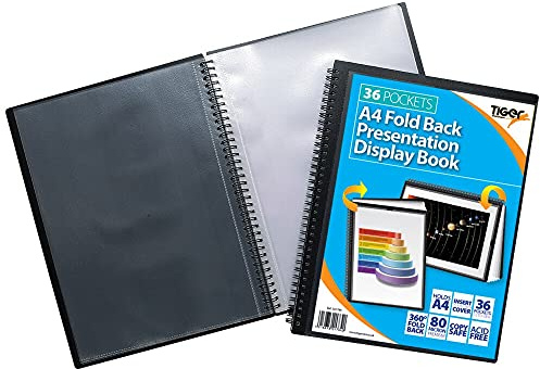 Tiger 36 A4 Pocket Fold Back Display Book - Black