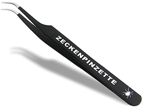 InstrumenteNrw Premium Zeckenpinzette Zeckenzange Edelstahl Zecken Pinzette Hunde Katzen rostfreier Qualitätsstahl (Schwarz)