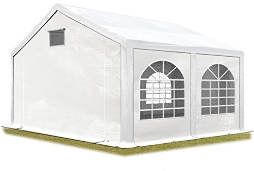Partyzelt Festzelt 3x4 m in weiß Professional PE Plane 550 N Wasserdicht UV Schutz mit BODENRAHMEN Gartenzelt