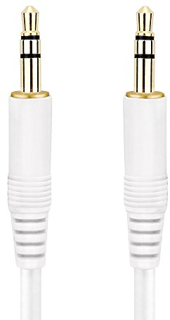 conecto CC20091 Audio Stereo Aux Verbindungskabel Klinkenkabel Klinke/Klinke, 3,5mm Klinke Stecker auf 3,5mm Klinke Stecker, vergoldet, Ultraslim-Design, 2m, weiß