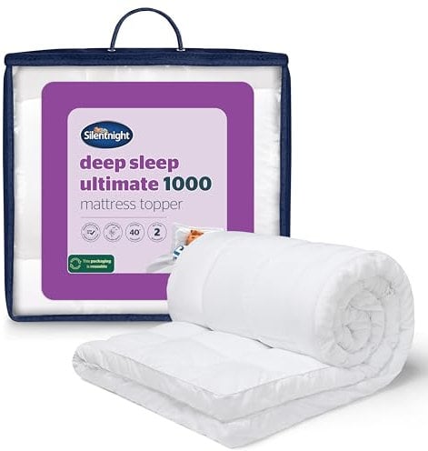 Silentnight Ultimate Deep Sleep 10cm Mattress Topper Super King Bed - Luxury 4 Inch Thick Soft Mattress Enhancer Pad with Easy Fit Straps – Hypoallergenic and Machine Washable – Super King – 200x180cm