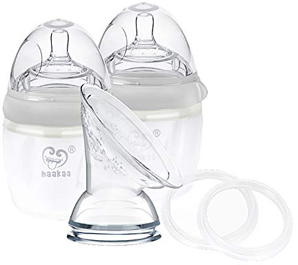 Haakaa Generation 3 Silicone Breast Pump and Bottle Pack, Grey, 386 g
