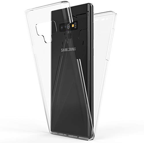 NALIA 360 Grad Handyhülle kompatibel mit Samsung Galaxy Note 9, Full-Cover Silikon Bumper Displayschutz vorne Hardcase hinten, Hülle Doppel-Schutz Ganzkörper Case Handy-Tasche, Farbe:Transparent
