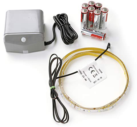 FACKELMANN LED ConturaLight Waschtisch Beleuchtung/Maße: ca. 55 cm breit/indirekte LED-Beleuchtung unter Waschbecken/austauschbares LED-Band fürs Bad/inklusive Bewegungsmelder mit Batterien