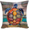 Violetpos Kissenhülle Sofa Zierkissenbezug Auto Zierkissenbezüge Kissenbezüge Kissen Bunte Schildkröte Mandala Holzmaserung 40 x 40 cm