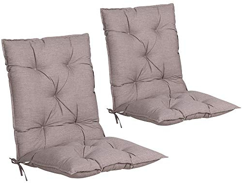 DETEX® Stuhlauflage 2er Set 116x57x7cm Viskoeffekt Outdoor Stuhlkissen Polster Auflage Niedriglehner Sitzauflage Creme Meliert