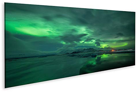 islandburner Bild auf Leinwand Aurora Borealis Über Jokulsarlon Lagune In Island Bilder Wandbilder Poster