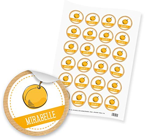 itenga 24x Sticker Aufkleber Mirabelle Marmelade Konfitüre Likör Etikett für Einmachgläser Weckgläser