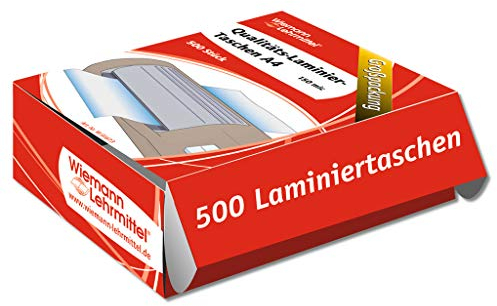 Laminiertaschen im A4-Format, Heißlaminierfolien, glänzend | Wiemann Lehrmittel (500 Stück – 150 mic)
