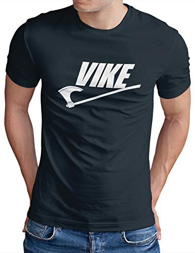 OM3® Wikinger T-Shirt - Herren - Axt Krieger Vikings - Navy, L