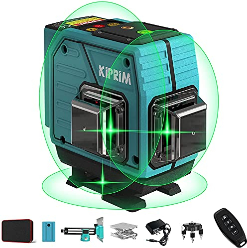 Livello Laser Autolivellante 40M, 3x360° Verde a Croce, Modalità Impulso, Orizzontale e Verticale 12 Linee, IP54 Impermeabile con Batteria Ricaricabile