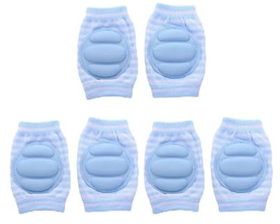 Adalex Global Unisex Baby, elastisch, rutschfest, atmungsaktiv, Krabbeln, 0-6, 6-12 Monate, Gelb Knieschoner, 3 Paar, blau, One Size