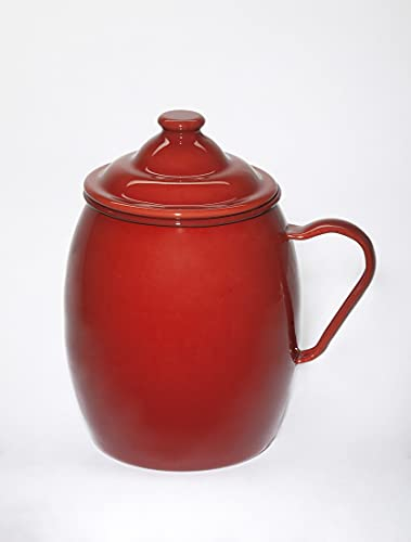 Argarden Puchero abombado con asa color teja, de 1 litro, tradicional café