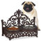 Relaxdays Gamelles Chiens, Lot de 2, Style Antique, Double écuelle, antiquités, Fonte Fer forgé, 4 Bols INOX, 0,3 Litre, Marron