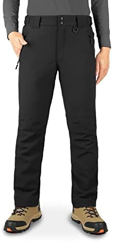 33,000ft Men's Waterproof Trousers Warm Fleece Lined Ski Snow Pants Thermal Softshell Trousers for Golf Hiking Walking Black 32W/30L