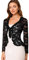 Allegra K Damen Spitzenbolero Langarm Bolero Durchsichtig Rüschensaum Crop Blumen Shrug Schwarz M