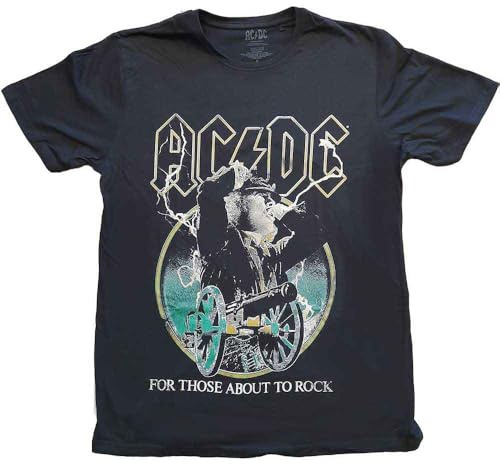 AC/DC T Shirt for Those About to Rock Yellow Outlines Official Unisex Black L
