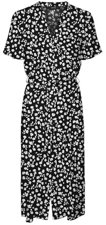 VERO MODA Damen Vmlena Ls Shirt WVN Noos Kleid, Black/Maja, M