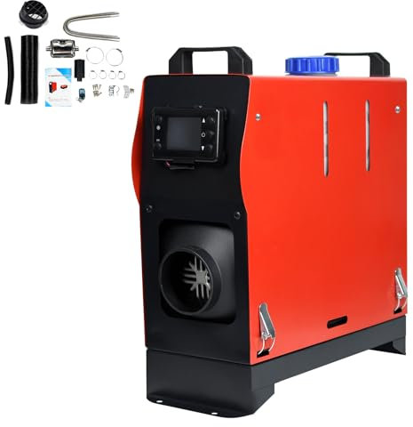 LZQ Chauffage diesel 5 kW - Chauffe-air diesel - 12 V - Chauffage de parking - Avec télécommande - Écran LCD et silencieux - Pour voiture, RV, Bateaux, Camions et camping-cars - Rouge - Type B