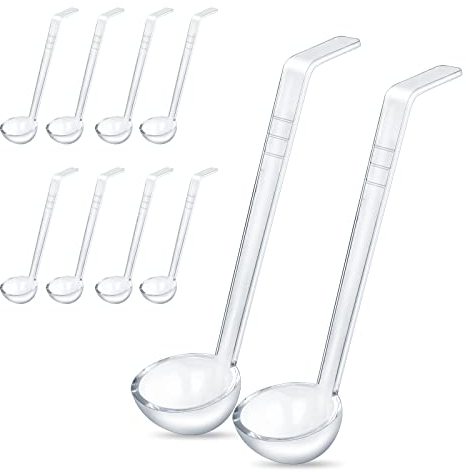 10 pieces 7 Inches 1 oz Clear Small Ladle Plastic Dressing and Sauces Ladles Long Handle Punch Acrylic Ladles for Serving Soup Punch Bowl Fruit Juices Cocktail Parties