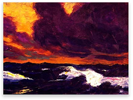 IKYE Berühmte Gemälde von Emil Nolde, Druck auf Leinwand. Reproduktion von Ölgemälden. Abstrakte Wandbilder auf Leinwand für Wohnzimmer (The Sea B) 60x84cm(23.6x33.1in) Rahmenlos