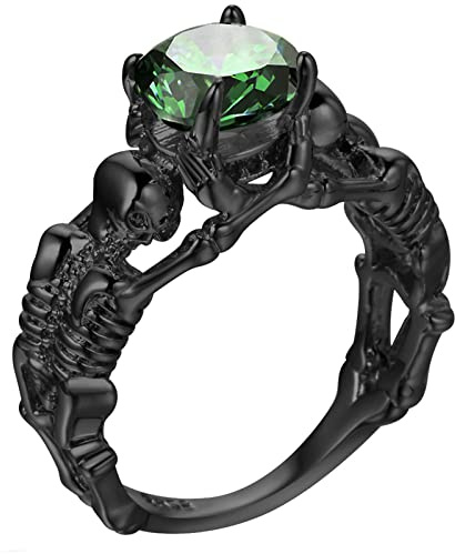 Hoisy Ringe Vintage, Schlichte Ringe Vierzackiger Runder Eingelegter Zirkon Schwarz Runden Größe 54 (17.2)