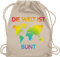 Shirtracer Turnbeutel Rucksack - LGBTQ Kleidung Pride Flag - Die Welt ist bunt – Regenbogen Farben - Unisize - Naturweiß - csd sport beuteltasche lesbian sportbeutel gay bag lgbt beutel tasche