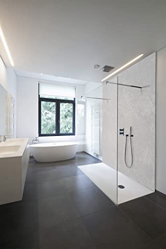 WALLando Panneau mural de douche (Béton foncé/250x100cm) – Panneau en PVC facile à installer & résistant à l'humidité – Revêtement mural premium