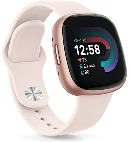 Oumida Silikon Armband für Fitbit Versa 3/4 und Sense/Sense 2 - Sport Ersatz Uhrenarmband für Damen und Herren (Rosa)