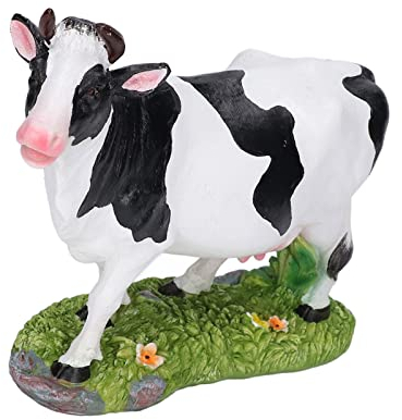 Tomotato Kuh Statue, 22x22x17cm Harz Tier Figuren Deko, Miniatur Kuh Figur für Zuhause, Desktop Ornament, Outdoor Garten Dekoration