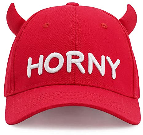 PopCrew Weihnachtsmützen für Männer und Frauen – Lustige Unisex Weihnachten Halloween Witz Gag Cap – Einheitsgröße, Horn, Einheitsgröße