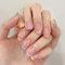 24 Pcs False Nails Short - Square Press on Nails French Pattern - Fake Nails Short with Nail Glue - Full Cover Acrylic Stick on Nail for Women and Girls - Beautiful Colorful Frech Style