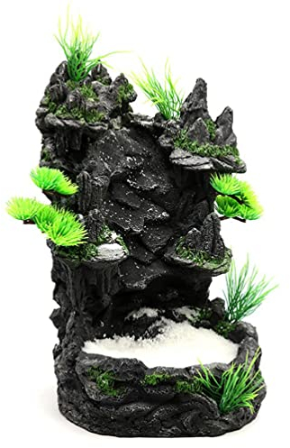 Ranuw Aquarium Bergblick Steinverzierung Felsen Wasserfall Mit Weißem Sand Landschaft Aquarien Harz Dekor Pumpe Erforderlich. Aquarium Bergdekorationen