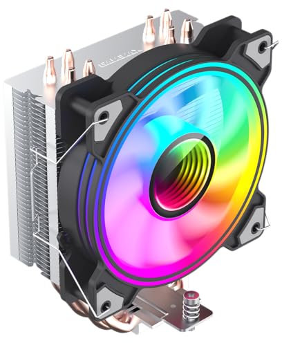 GameMax Ice Blade CPU Cooler 190W TDP 4 x 6mm Copper Heatpipes & Aluminium Heat Sink CPU Air Cooler, 120mm ARGB Dual-Ring PWM Infinity Fan For Intel & AMD Sockets | Black/Chrome