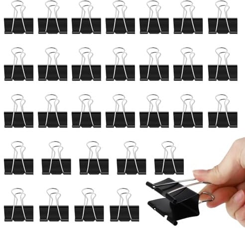 30 Pcs Large Foldback Binder Clips, 51 mm Black Binder Clips Paper Clips Metal Black Foldback Clips Clamps Stationary Clips Paper Binder Clip for School, Home Supplies