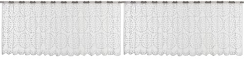 Elbersdrucke Bistrogardine Circolo 00 weiß transparent 45x160 cm Scheibengardine Kurzgardine für Küche Küchenfenster Sichtschutz Privatsphäre198411 (Packung mit 2)