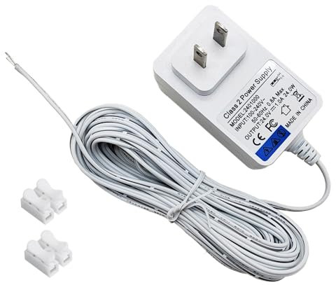 DC 24 Volt Doorbell Transformer 110V/120V AC to DC 24V Adapter Fit for Honeywell Nest,Ring/Wyze Video Doorbell，C Wire Adapter, 24V LED Strip Lig, with CH-2 Quick Wiring Terminal,19.6FT