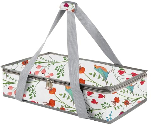 Casserole Carrier For Hot or Cold Food,Casserole Carrier,Pie Carrier,Casserole Dish With Lid and Carrying Case,Insulated Food Warmer Bag For Party/Picnic.Keep Food Warm Pioneer Woman Dishes (Bird)