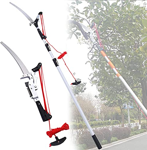 9.8FT/13FT/16.4FT/19.6FT Tree Saw Branch Long Reach Pole Pruning Saw, Heavy Duty Extendable Telescopic Garden Tree Pruner with Saw Blade Cutter,5m/16.4ft