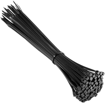 Ewent 100 pièces d'attaches de câble professionnelles, Collier de Serrage 200 mm x 2,5 mm, Attache Câble, Serre Câbles Rilsan Nylon, Résistante à la température, Couleur Noire
