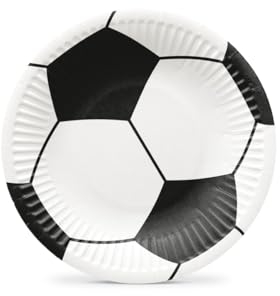 PAW - Platos Desechable para Fiestas (18 cm) I 8 Piezas I Platos de Papel Ideal para Bodas, Comuniones, Fiestas, Cumpleaños I Impresión de Vasos de Papel al Agua I Balón de Fútbol