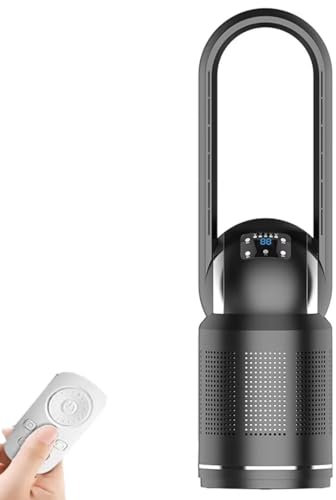 LSQXSS Tower Fan with air Purifier,bladeless Cooling Fan with Remote for Bedroom,Office,Kitchen,8 speeds,8h Timer,80° Swing,air Circulation Tower Fan,LED Display,Floor Fan