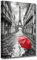 LZIMU Paris Eiffelturm Bilder Roter Regenschirm in der Pariser Straße Gemälde Eiffelturm Leinwanddrucke Schwarz Weiß Landschaft Heimdekoration (40.00 x 60.00 cms)